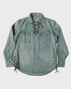 Camisa de rodeo con cordones de cuero