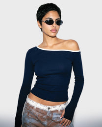Slip Shoulder Rib T-shirt