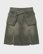 Cross Waist Denim Skirt