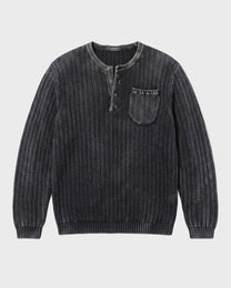 Washed Henley Knit