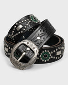 Rosette Leather Stud Belt