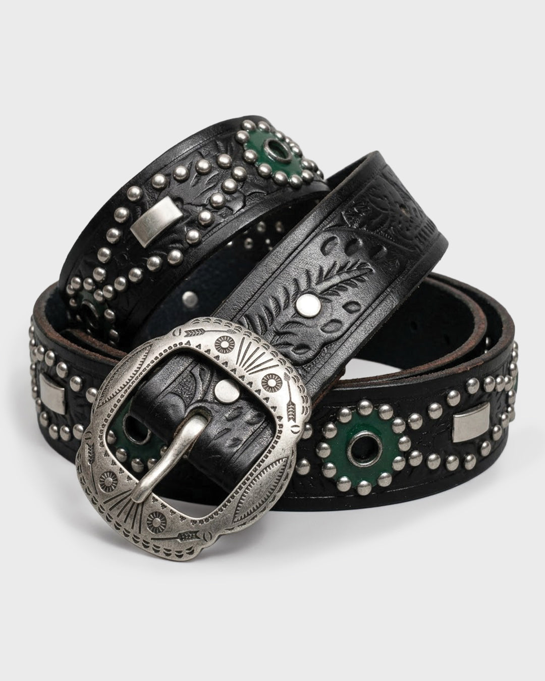 Rosette Leather Stud Belt