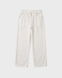 Ecru Wide Leg Jeans