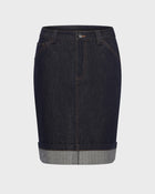 Cuffed Denim Pencil Skirt
