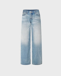 Whisker Low-Rise Straight Jeans