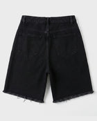 Off Black Frayed Denim Shorts