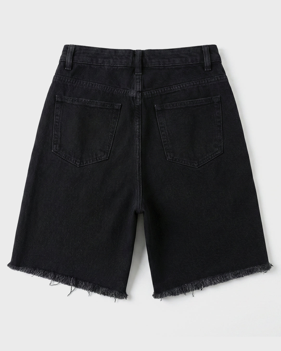 Off Black Frayed Denim Shorts