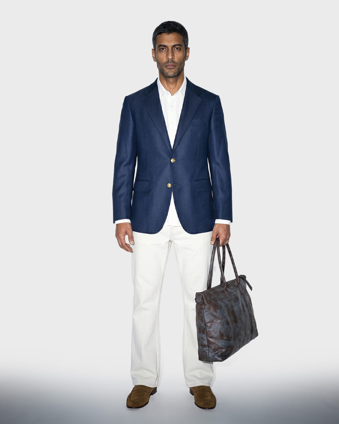 Blazer monopetto blu navy con revers a punta