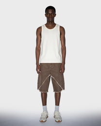 Tobacco Frayed Denim Shorts
