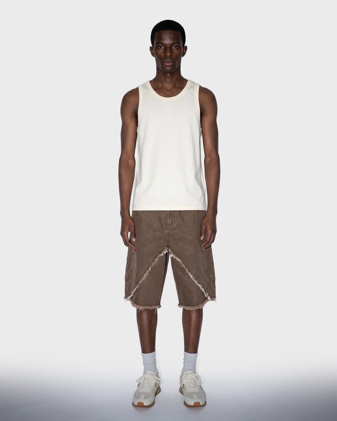 Tobacco Frayed Denim Shorts