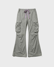 Print Tie Flare Cargo Pants