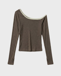 Slip Shoulder Rib T-shirt
