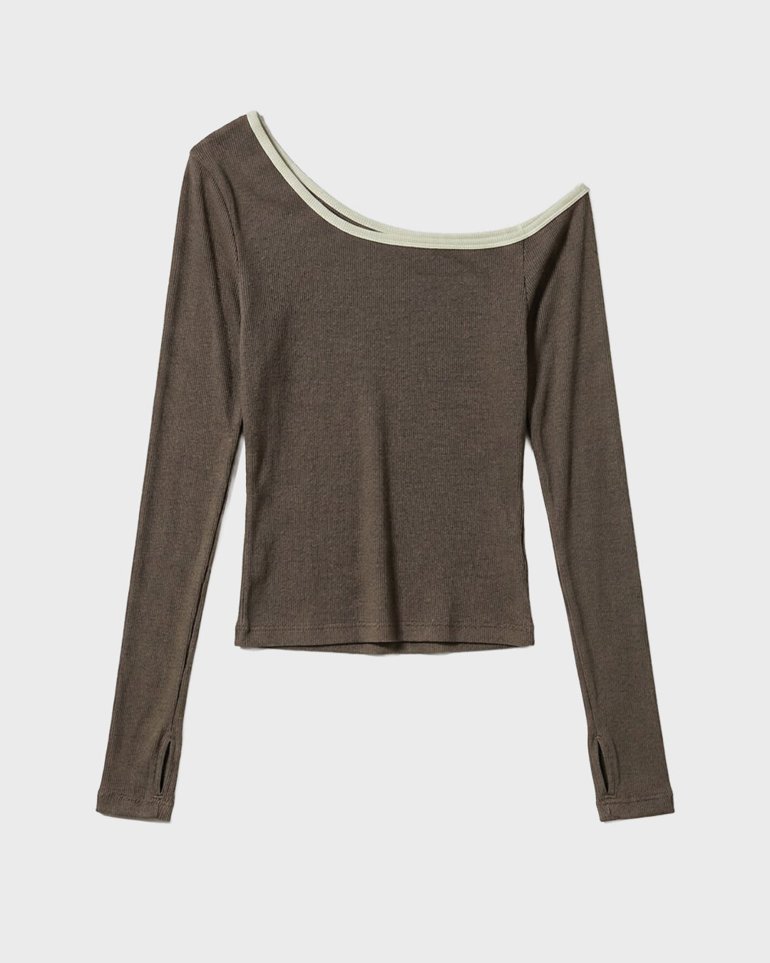 Slip Shoulder Rib T-shirt