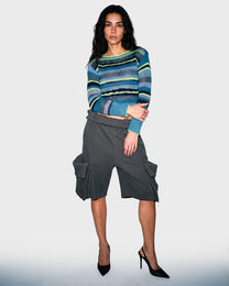 Wool Cropped Stripe Knit