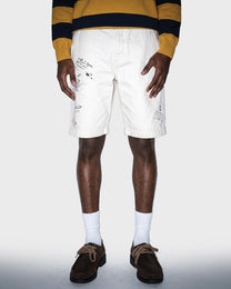 Cuffed Twill Denim Shorts