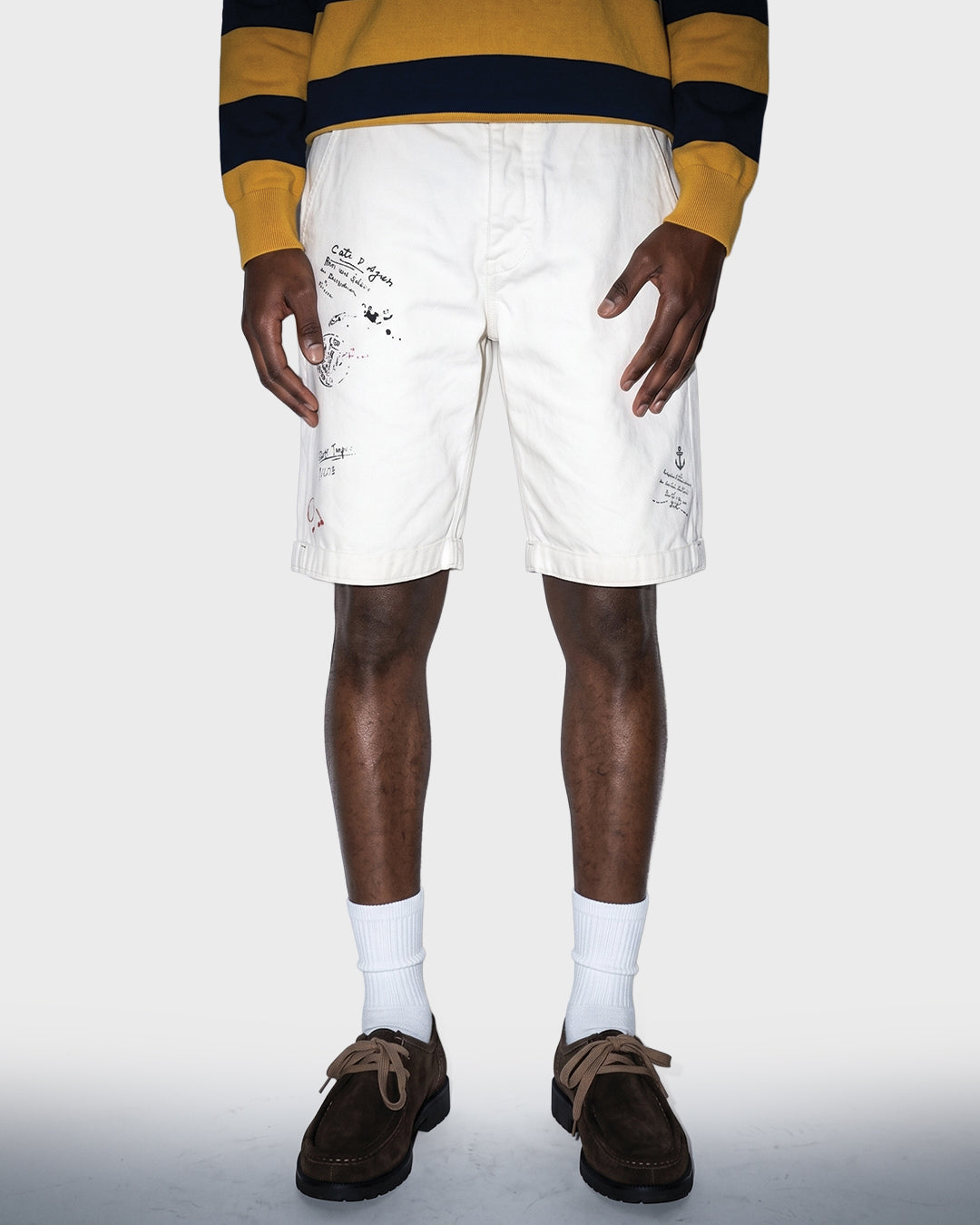 Shorts di jeans effetto candeggiato con bandana