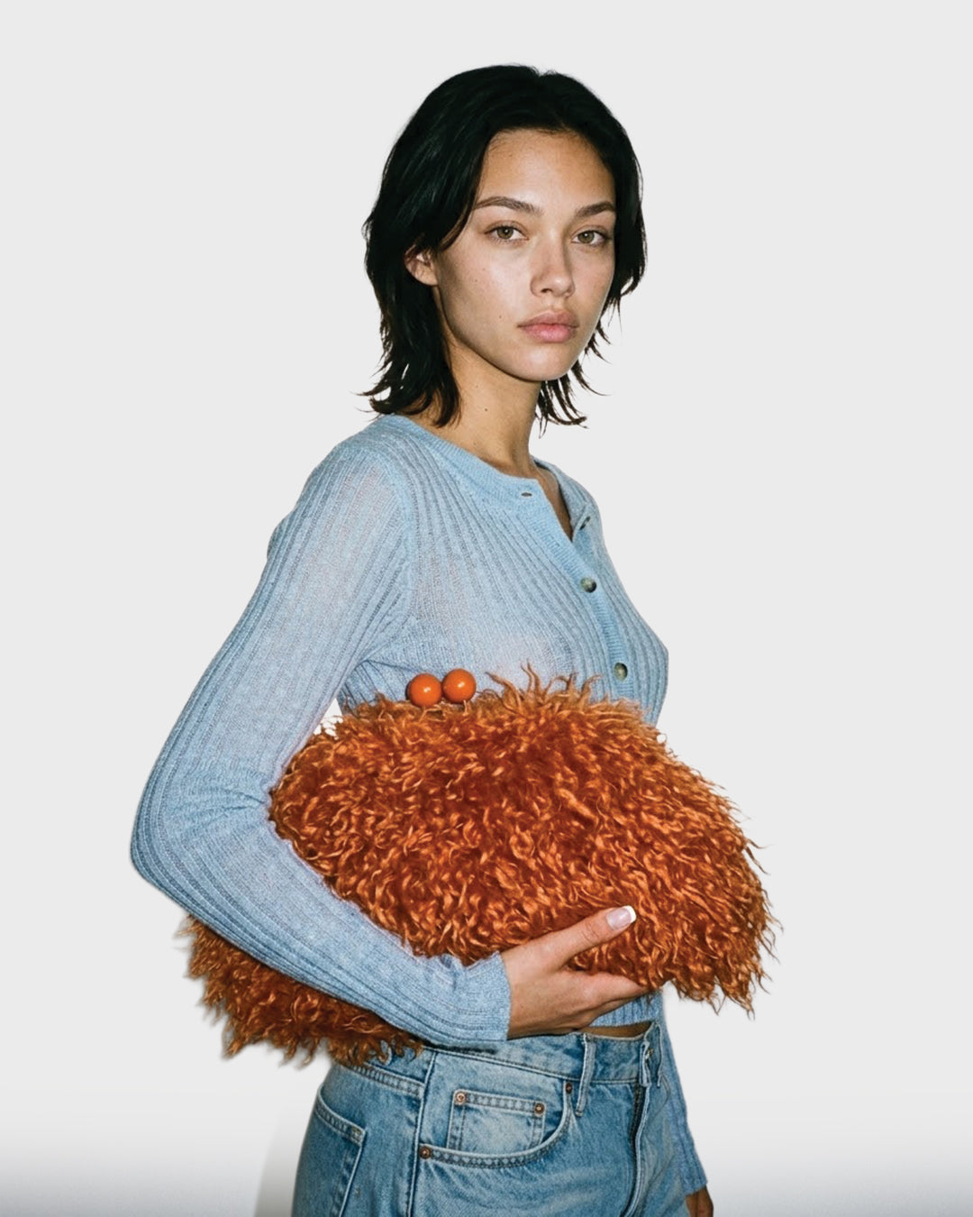 Curly Fur Crossbody Clutch