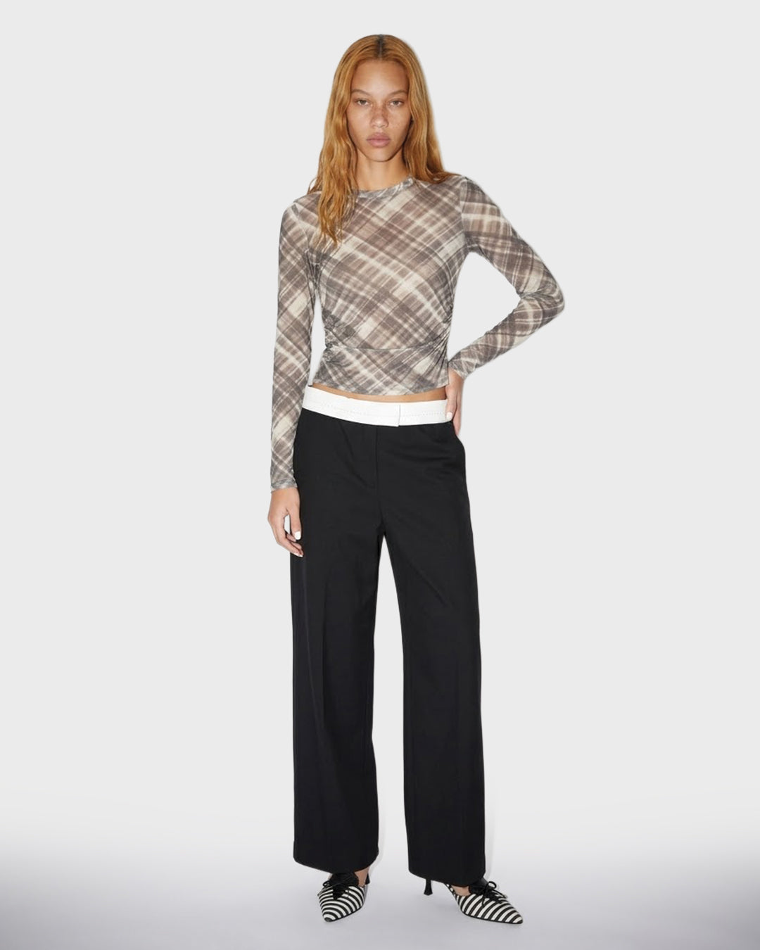 Blurred Plaid Top
