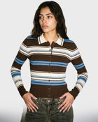 Mocha Stripe Knit Cardigan