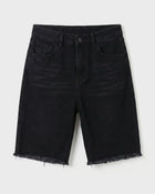 Off Black Frayed Denim Shorts