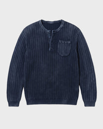 Washed Henley Knit