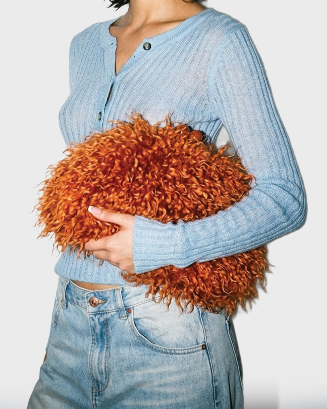 Curly Fur Crossbody Clutch