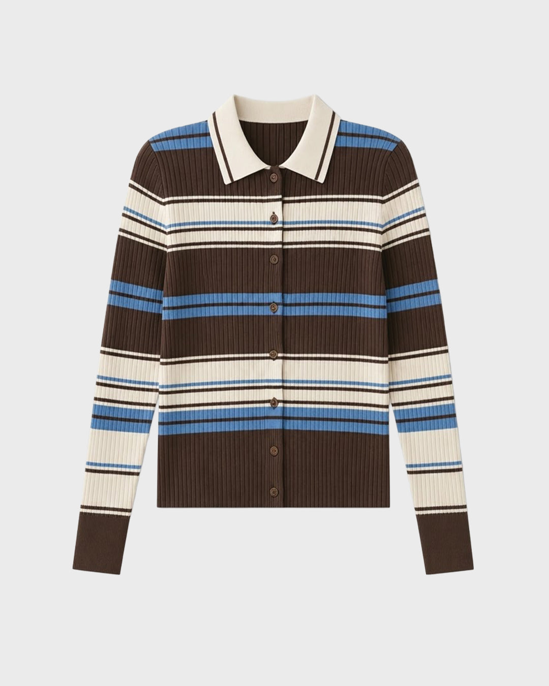 Mocha Stripe Knit Cardigan
