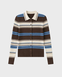 Mocha Stripe Knit Cardigan