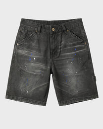 Black Denim Painter Shorts