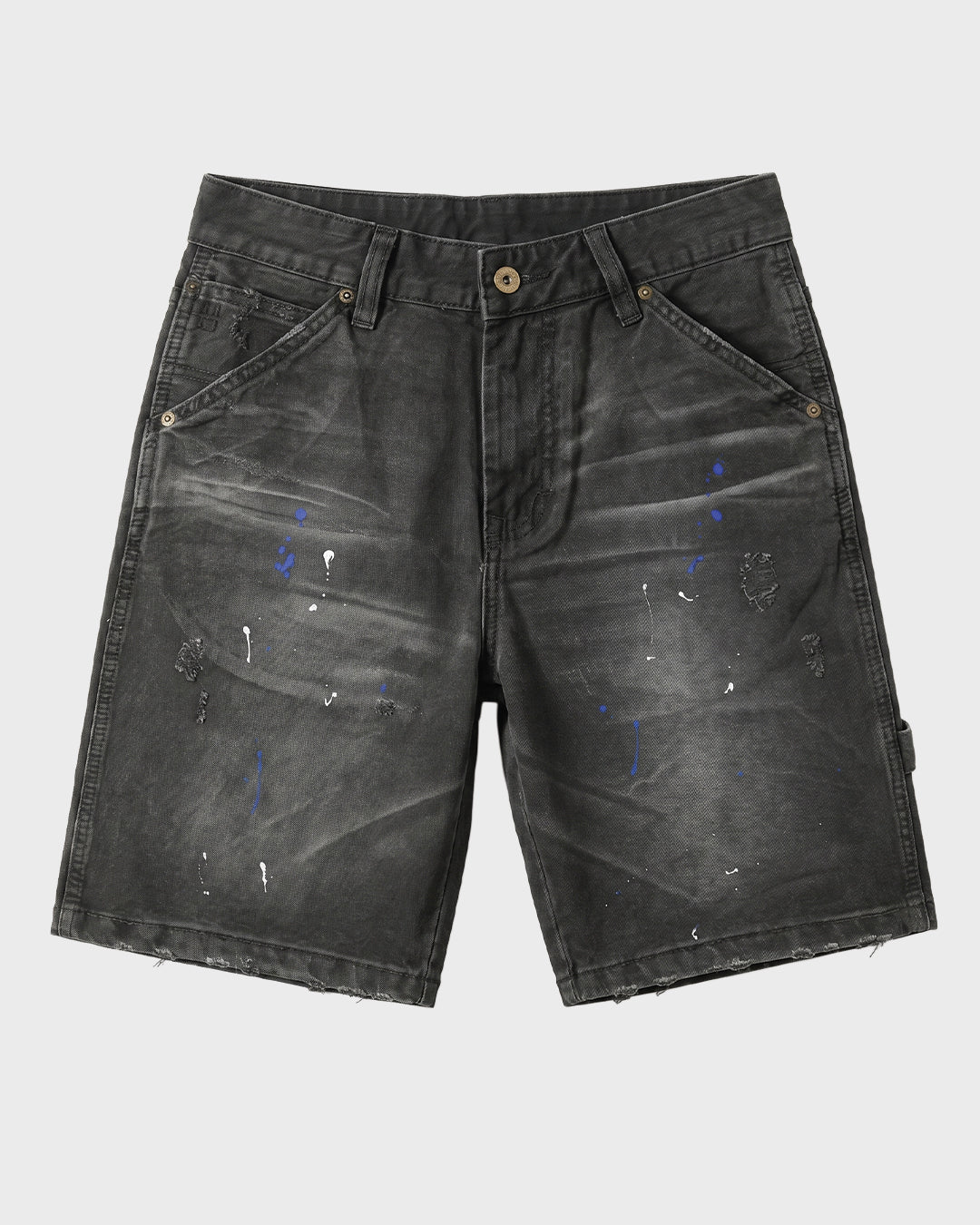 Salopette corta in denim nero