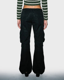 Print Tie Flare Cargo Pants
