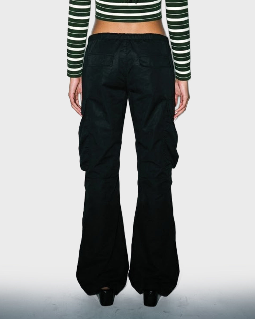 Print Tie Flare Cargo Pants