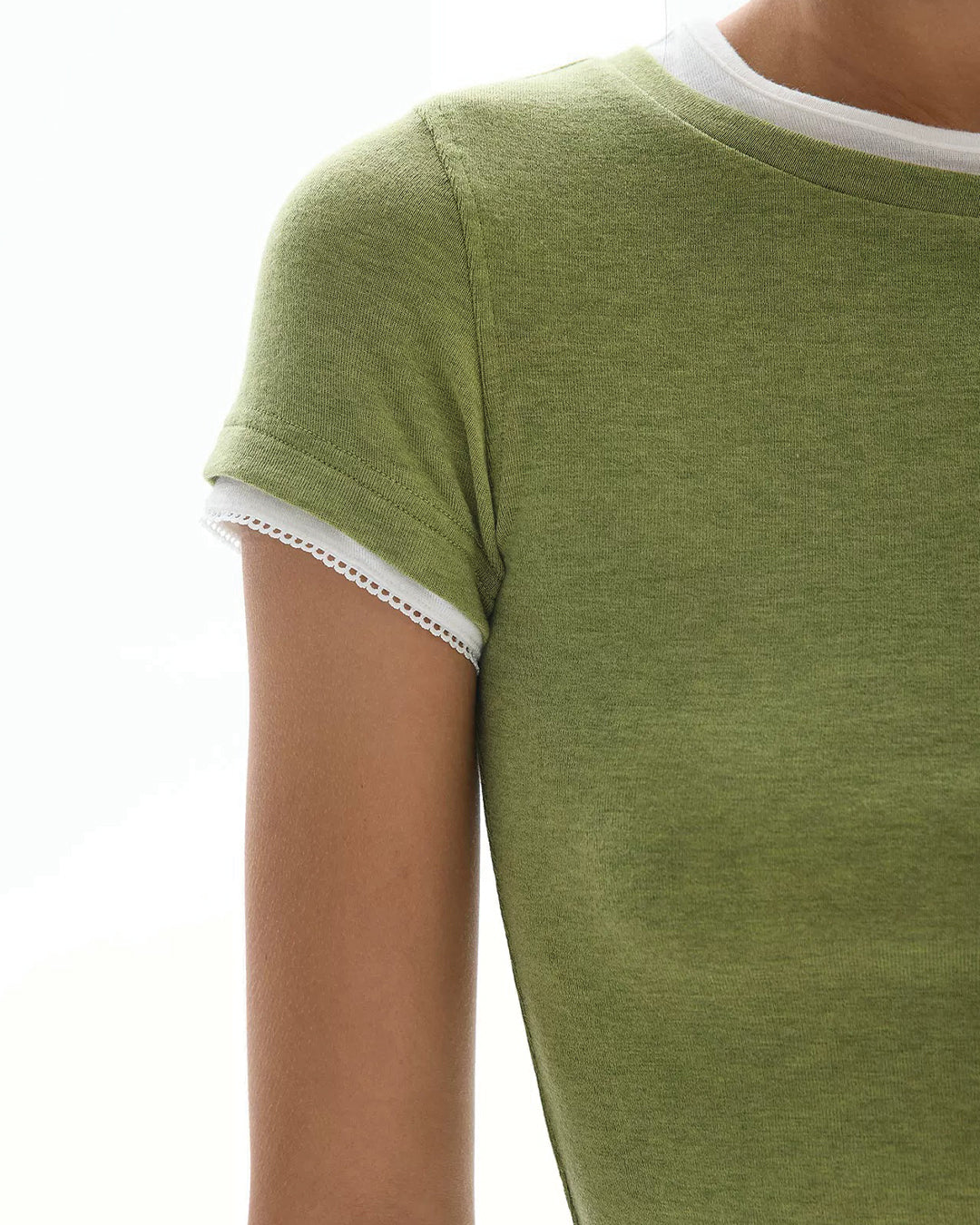 Lace Edge Ringer Tee
