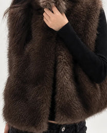 Wide Collar Fur Vest