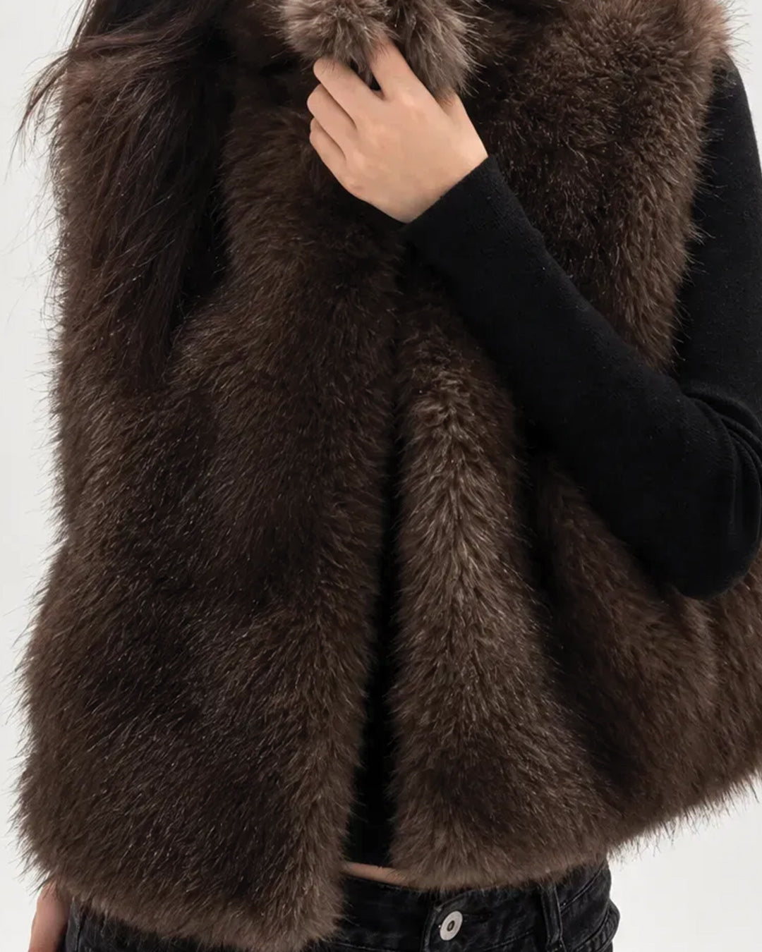 Wide Collar Fur Vest