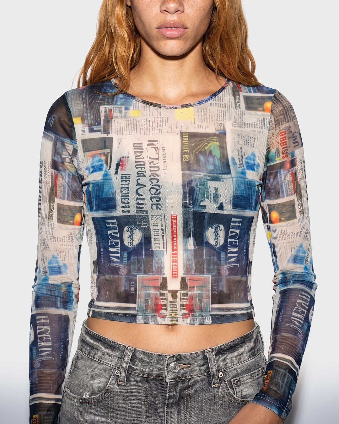 Newsprint Mesh Top