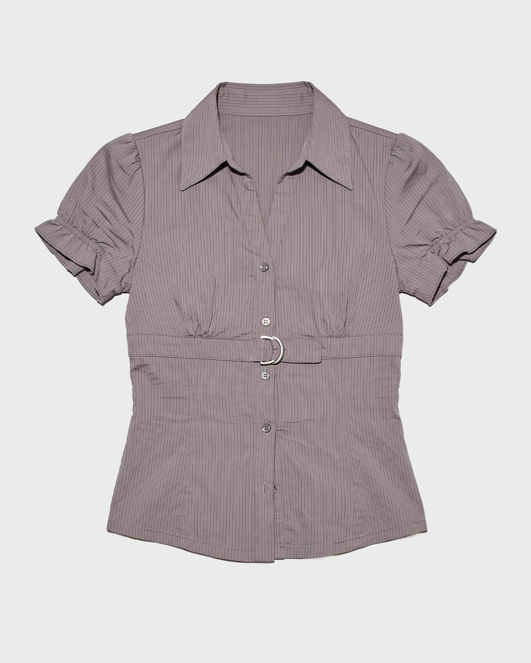 Ruched Sleeve Pinstripe