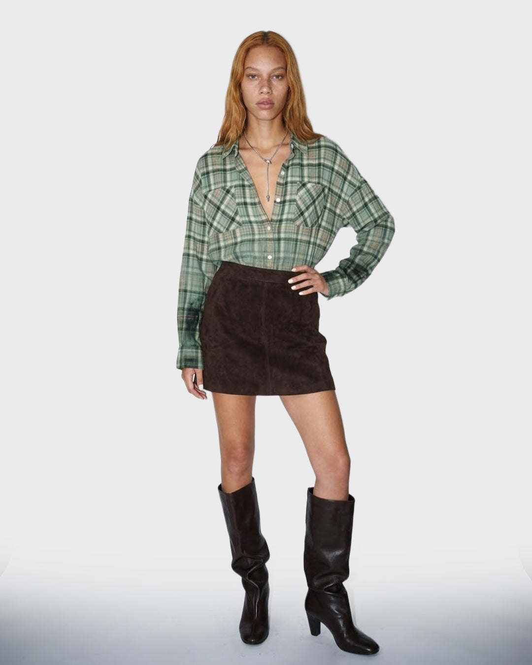 Cloud Wash Plaid Blouse