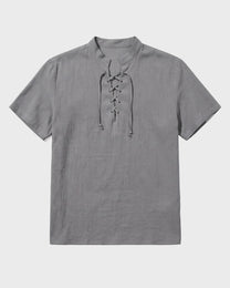 Lace Up Linen T-Shirt