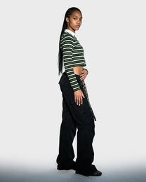 Print Tie Flare Cargo Pants