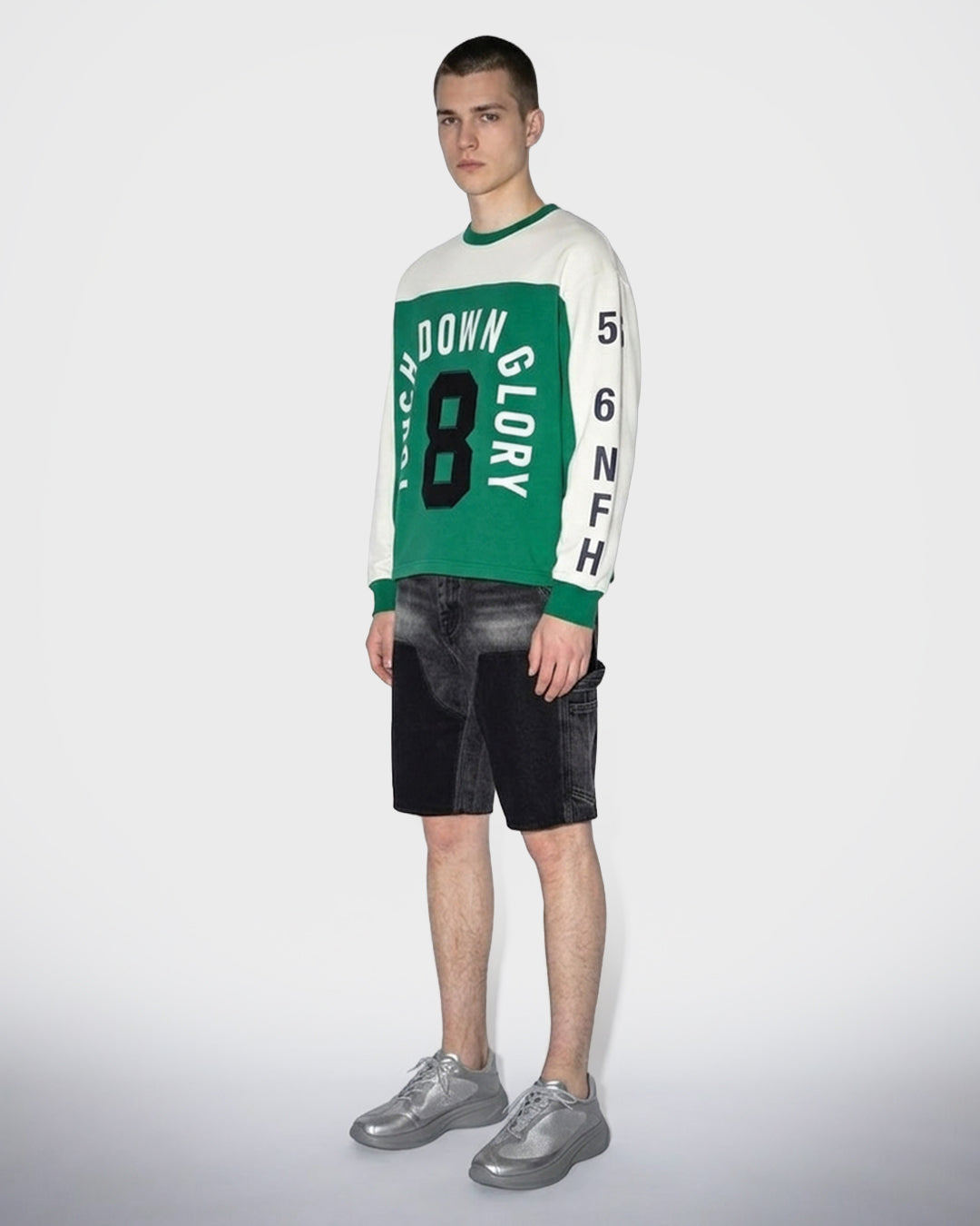 Shorts di jeans effetto candeggiato con bandana