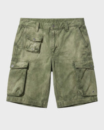 Pantalones cortos de mezclilla con pañuelo desteñido