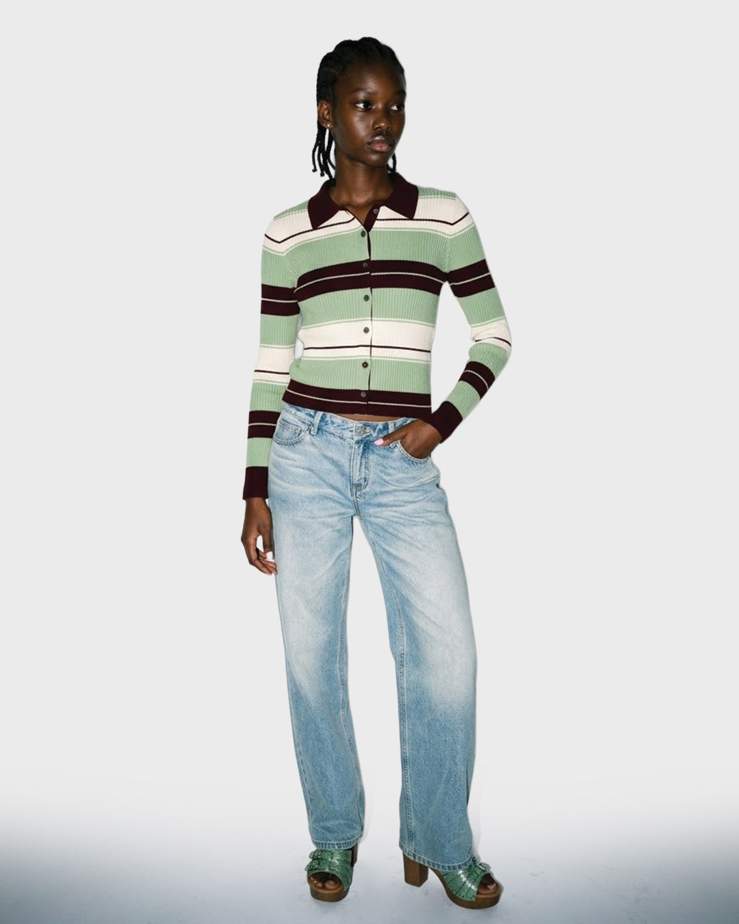 Sage Stripe Knit Cardigan