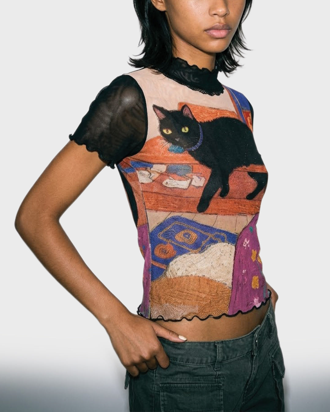 Scallop Sheer Cat Tee
