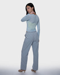 Pinstripe Draw Denim Trouser
