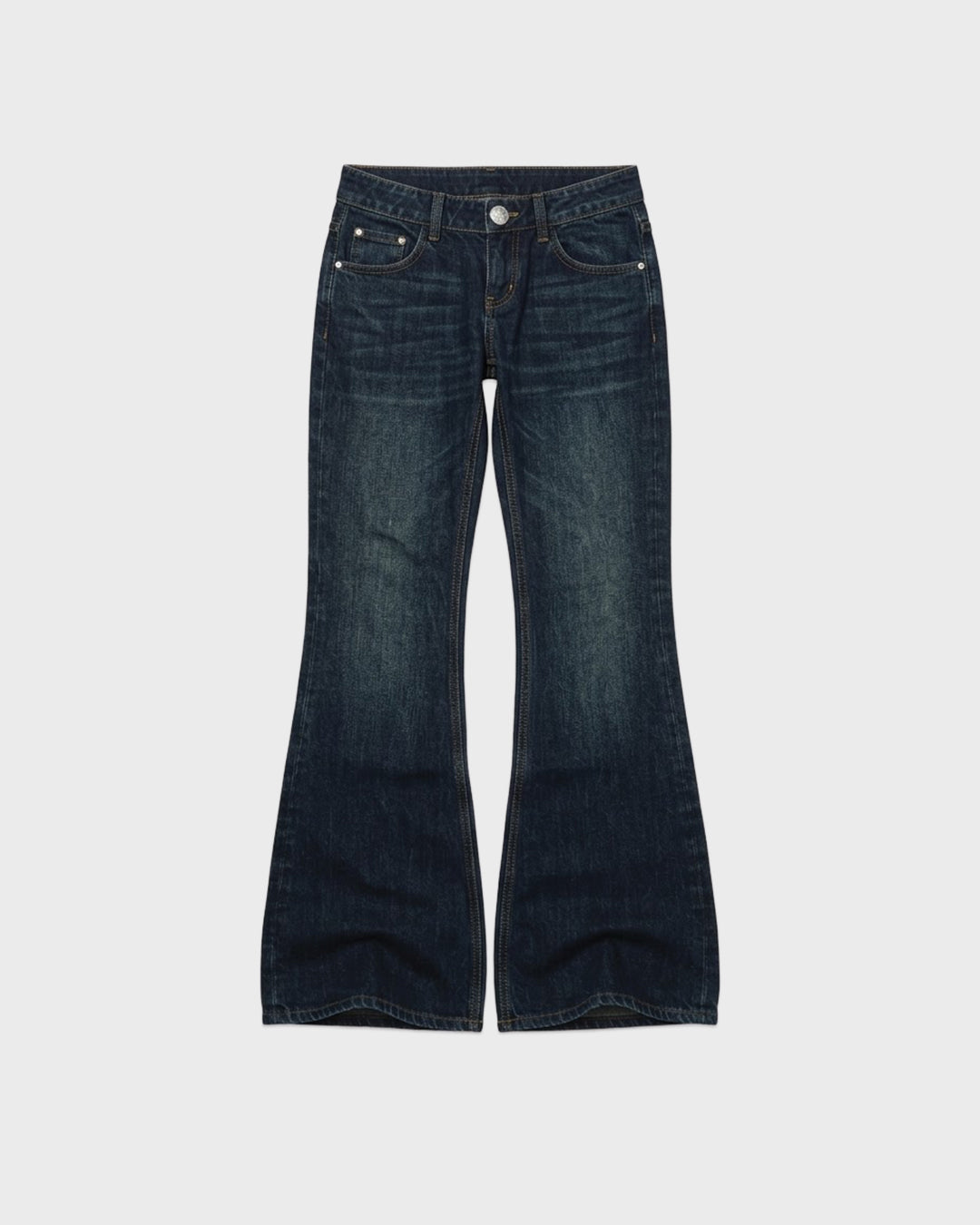 Dark Wash Low-Rise Flare Jeans