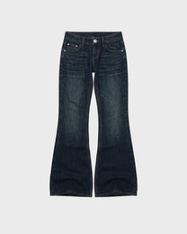 Dark Wash Low-Rise Flare Jeans