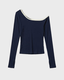 Slip Shoulder Rib T-shirt