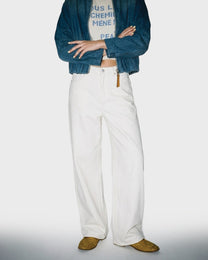 Ecru Wide Leg Jeans