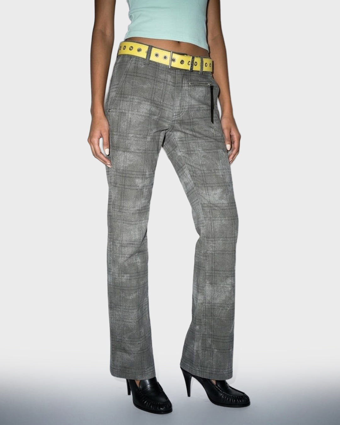 Blurred Plaid Flare Pant